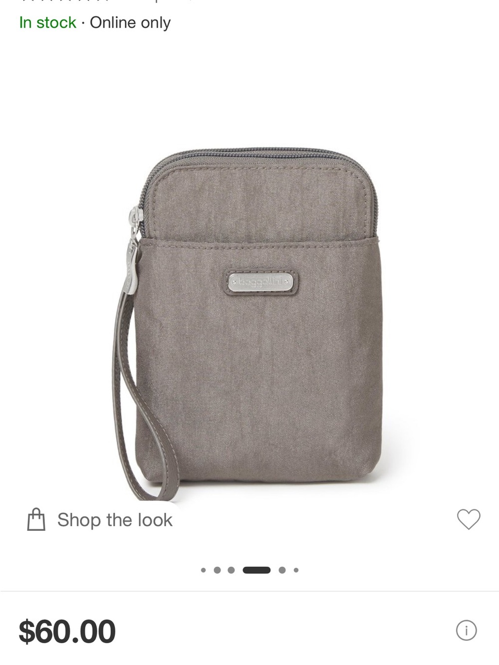 Baggallini Taupe Grey Compact Wristlet Crossbody